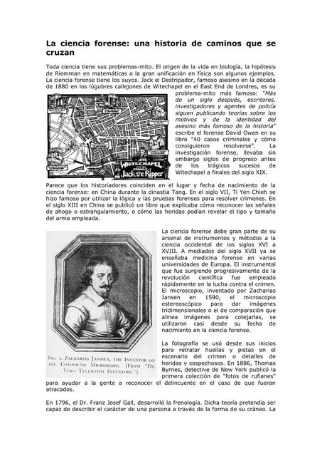 Historia de las Ciencias Forenses