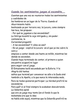 Historia de los Sentimientos Jugando a las Escondidas
